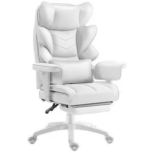 Office Chair,Executive Ergonomic Office Chair with Pocket Spring Cushion, High Back Computer Gaming Chair with Adjustable Armrests, Lumbar Support, Footrest, Executive Chair- White PU Leather Office Chair,Executive Ergonomic Office Chair with Pocket Spring Cushion, High Back Computer Gaming Chair with Adjustable Armrests, Lumbar Support, Footrest, Executive Chair- White PU Leather