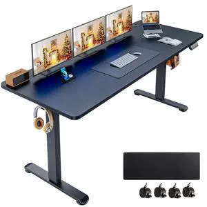 Electric Standing Desk 63 x 24 Inches Adjustable Height Sit Stand Up Desk for Home Office Computer Workstation Memory Preset with Wheels, Black Electric Standing Desk 63 x 24 Inches Adjustable Height Sit Stand Up Desk for Home Office Computer Workstation Memory Preset with Wheels, Black