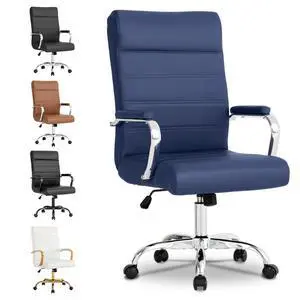 Modern Office Desk Chair, Conference Room Chairs, High Back Ergonomic Home ofiice Chair, Adjustable Height Swivel Executive Computer Chair with Armrest and Padded Seat (Blue) Modern Office Desk Chair, Conference Room Chairs, High Back Ergonomic Home ofiice Chair, Adjustable Height Swivel Executive Computer Chair with Armrest and Padded Seat (Blue)
