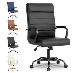 Office Desk Chair,Modern Conference Room Chairs,High Back Ergonomic Home ofiice Chair,Adjustable Height Swivel Executive Computer Chair with Padded Seat and Armrest,Pure Black Office Desk Chair,Modern Conference Room Chairs,High Back Ergonomic Home ofiice Chair,Adjustable Height Swivel Executive Computer Chair with Padded Seat and Armrest,Pure Black