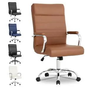 Modern Office Desk Chair, Conference Room Chairs, High Back Ergonomic Home ofiice Chair, Adjustable Height Swivel Executive Computer Chair with Padded Seat and Armrest (Brown) Modern Office Desk Chair, Conference Room Chairs, High Back Ergonomic Home ofiice Chair, Adjustable Height Swivel Executive Computer Chair with Padded Seat and Armrest (Brown)