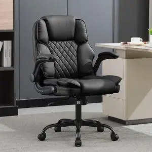 Office Desk Chair, Conference Room Chairs, Mid Back Executive Leather Chair,Ergonomic Home Computer Chair, Modern Office Chair with Adjustable Flip-Up Arms and Rocking Function (Black) Office Desk Chair, Conference Room Chairs, Mid Back Executive Leather Chair,Ergonomic Home Computer Chair, Modern Office Chair with Adjustable Flip-Up Arms and Rocking Function (Black)