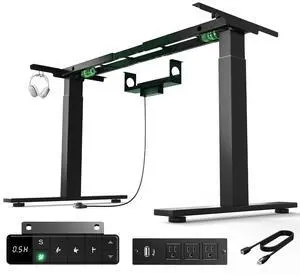 Dual Motor Standing Desk Frame for Tops up to 75" - 280 lbs Capacity | 27.9"-45" Height Adjustable Desk Legs with 3 Memory Presets, Power Strip & Cable Management Tray, Black Frame Only Dual Motor Standing Desk Frame for Tops up to 75" - 280 lbs Capacity | 27.9"-45" Height Adjustable Desk Legs with 3 Memory Presets, Power Strip & Cable Management Tray, Black Frame Only