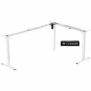 White Electric Corner 3 Leg Standing Desk Frame, DESK-E384W | Extra Large Size, Single Motor, Height Adjustable, L-Shaped, Holds 225 lbs, Sit Stand Base, Standing Desk Legs Only White Electric Corner 3 Leg Standing Desk Frame, DESK-E384W | Extra Large Size, Single Motor, Height Adjustable, L-Shaped, Holds 225 lbs, Sit Stand Base, Standing Desk Legs Only