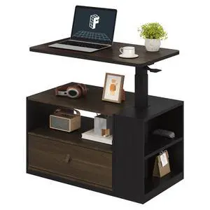 H7 CAB 28" Storage Sit-Stand Desk with Pneumatic Lift | Computer workstation desk with drawer and cabinet storage. Compact desk for small spaces and home office.25.8"41.3",Walnut H7 CAB 28" Storage Sit-Stand Desk with Pneumatic Lift | Computer workstation desk with drawer and cabinet storage. Compact desk for small spaces and home office.25.8"41.3",Walnut