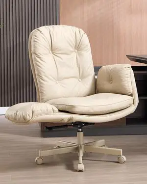 Executive Office Chair, Big & Tall 400 lbs Capacity, Wide Seat, PU Leather, 5-Gear Lay-Flat Armrests (90°180°) for Cross-Legged Comfort, 90115° Recline, High Back Desk Chair, Beige Executive Office Chair, Big & Tall 400 lbs Capacity, Wide Seat, PU Leather, 5-Gear Lay-Flat Armrests (90°180°) for Cross-Legged Comfort, 90115° Recline, High Back Desk Chair, Beige