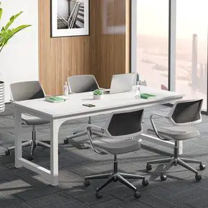 6FT Conference Table, 70.86" W x 31.49" D Meeting Room Table Boardroom Desk for Office Conference Room, Splicing Board with Metal Frame, White 6FT Conference Table, 70.86" W x 31.49" D Meeting Room Table Boardroom Desk for Office Conference Room, Splicing Board with Metal Frame, White
