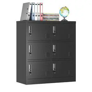 6 Doors Metal Locker for Employees, Lockable Storage Lockers for Home Office School Gym, Unassembled, Black 6 Doors Metal Locker for Employees, Lockable Storage Lockers for Home Office School Gym, Unassembled, Black