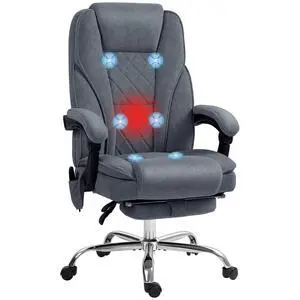 Massage Office Chair with Foot Rest with Heat Charcoal Gray | Executive Computer Desk Chair, 6 Vibration Point, Reclining Backrest, Swivel Wheels, Adjustable Height Massage Office Chair with Foot Rest with Heat Charcoal Gray | Executive Computer Desk Chair, 6 Vibration Point, Reclining Backrest, Swivel Wheels, Adjustable Height