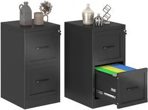 Metal Vertical File Cabinet with Lock, Home Office File Cabinet | 2 Drawer Under Desk Cabinet, Metal Filing Cabinet, Black Lockable Storage Cabinet, Fits Letter/Legal/A4 Size Metal Vertical File Cabinet with Lock, Home Office File Cabinet | 2 Drawer Under Desk Cabinet, Metal Filing Cabinet, Black Lockable Storage Cabinet, Fits Letter/Legal/A4 Size