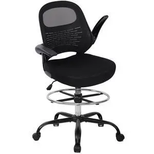 Drafting Chair Tall Office Chair with Flip-Up Armrests Ergonomic Computer Chair with Lumbar Support Adjustable Footrest Ring Mesh Standing Desk Chair (Black) Drafting Chair Tall Office Chair with Flip-Up Armrests Ergonomic Computer Chair with Lumbar Support Adjustable Footrest Ring Mesh Standing Desk Chair (Black)