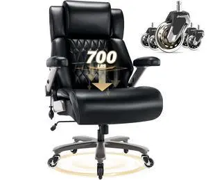 700lbs Big and Tall Office Chair - Heavy Duty Executive Chair | Dynamic inflatable lumbar support; Anti-flattening spring cushion; Breathable Tech-Leather fabric; Zero-wobble metal base 700lbs Big and Tall Office Chair - Heavy Duty Executive Chair | Dynamic inflatable lumbar support; Anti-flattening spring cushion; Breathable Tech-Leather fabric; Zero-wobble metal base