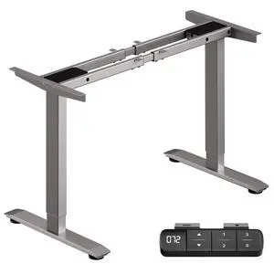 Dual Motor Electric Standing Desk Frame with Memory Controller, Computer Memory Desk Adjustable Table Legs Up to 47.2" for Home and Office, Metallic Silver Dual Motor Electric Standing Desk Frame with Memory Controller, Computer Memory Desk Adjustable Table Legs Up to 47.2" for Home and Office, Metallic Silver