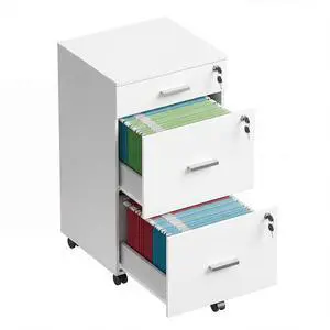 3 Drawer File Cabinet with Lock & Wheels, White | Wood printer stand, Mobile filing cabinets for home office, Fits Letter/A4 Size 3 Drawer File Cabinet with Lock & Wheels, White | Wood printer stand, Mobile filing cabinets for home office, Fits Letter/A4 Size