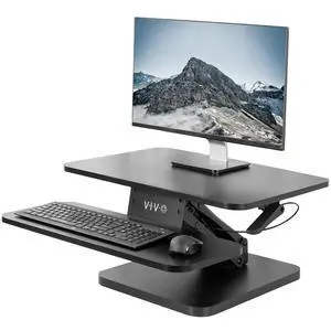 Black Height Adjustable 25 inch Standing Desk Converter, Compact Sit Stand Tabletop Monitor Riser Workstation, DESK-V001G Black Height Adjustable 25 inch Standing Desk Converter, Compact Sit Stand Tabletop Monitor Riser Workstation, DESK-V001G