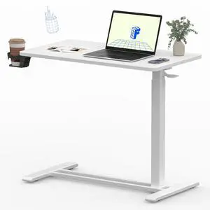32" Mobile Standing Desk Pneumatic Lift Computer Workstations | Computer workstation desk with hidden wheels,Laptop Rolling Cart for home office and small spaces.31.5"W x 15.7"D,White 32" Mobile Standing Desk Pneumatic Lift Computer Workstations | Computer workstation desk with hidden wheels,Laptop Rolling Cart for home office and small spaces.31.5"W x 15.7"D,White