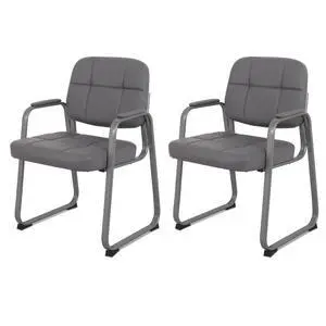Classic Reception Chair with Padded Armrests and Sled Base, Ergonomic Guest Chair for Office Conference Waiting Meeting Room, Grey (2 Pack) Classic Reception Chair with Padded Armrests and Sled Base, Ergonomic Guest Chair for Office Conference Waiting Meeting Room, Grey (2 Pack)