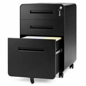 3 Drawer File Cabinet with Lock, Fully Assembled Mobile Cabinet | 23"H x 16"W x 18"D, Metal Filing Cabinet on Wheels for Home Office, Under Desk Storage Cabinet for Letters/Legal/A4 3 Drawer File Cabinet with Lock, Fully Assembled Mobile Cabinet | 23"H x 16"W x 18"D, Metal Filing Cabinet on Wheels for Home Office, Under Desk Storage Cabinet for Letters/Legal/A4
