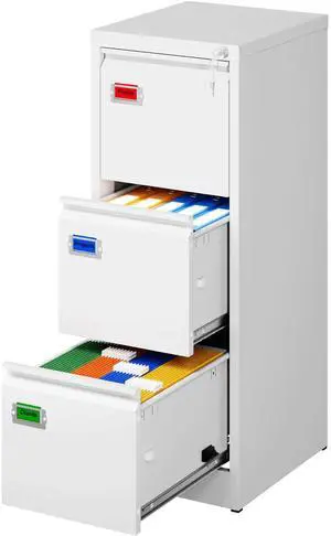 3-Drawer File Cabinet with Lock, 16.3" Deep Vertical Filing Cabinets, Metal File Cabinets for Home Office, Anti-Tip 3 Storage Drawers for Letter/Legal/A4/F4 Size (Assemble Required, White) 3-Drawer File Cabinet with Lock, 16.3" Deep Vertical Filing Cabinets, Metal File Cabinets for Home Office, Anti-Tip 3 Storage Drawers for Letter/Legal/A4/F4 Size (Assemble Required, White)