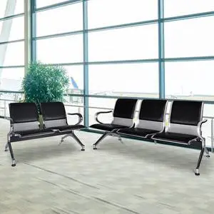 5-Seat Waiting Room Chairs Sofa Furniture - Waiting Room Bench with Arms Airport Reception Bench Guest Reception Chairs PU Leather Office Chair for Market Bank Hospital School Barbersho, Black 5-Seat Waiting Room Chairs Sofa Furniture - Waiting Room Bench with Arms Airport Reception Bench Guest Reception Chairs PU Leather Office Chair for Market Bank Hospital School Barbersho, Black