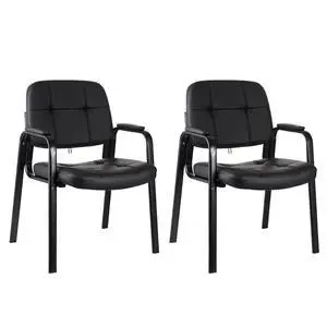 Classic Reception Chair with Padded Armrests and Sturdy Steel Frame, Ergonomic Guest Chair for Office Conference Waiting Meeting Room, Black (2 Pack) Classic Reception Chair with Padded Armrests and Sturdy Steel Frame, Ergonomic Guest Chair for Office Conference Waiting Meeting Room, Black (2 Pack)