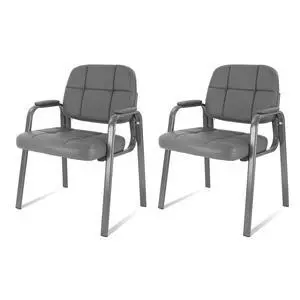 Classic Reception Chair with Padded Armrests and Sturdy Steel Frame, Ergonomic Guest Chair for Office Conference Waiting Meeting Room, Grey (2 Pack) Classic Reception Chair with Padded Armrests and Sturdy Steel Frame, Ergonomic Guest Chair for Office Conference Waiting Meeting Room, Grey (2 Pack)