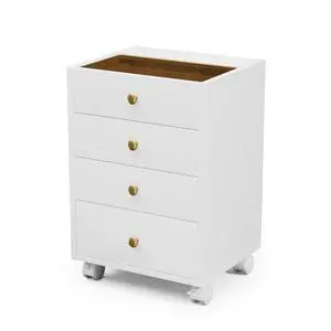 Under Desk Storage, 4 Drawer Small File Cabinet, Chest of Drawer with Glass Top, Mobile Printer Stand with Lockable Wheels for Home Office Study, White Under Desk Storage, 4 Drawer Small File Cabinet, Chest of Drawer with Glass Top, Mobile Printer Stand with Lockable Wheels for Home Office Study, White