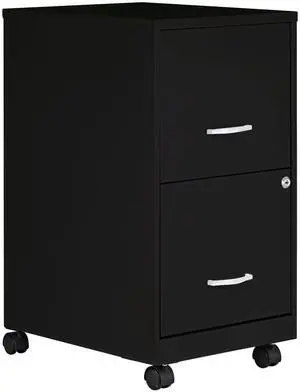 2-Drawer Mobile File Cabinet, 14.2" x 18" x 26.5", Black 2-Drawer Mobile File Cabinet, 14.2" x 18" x 26.5", Black