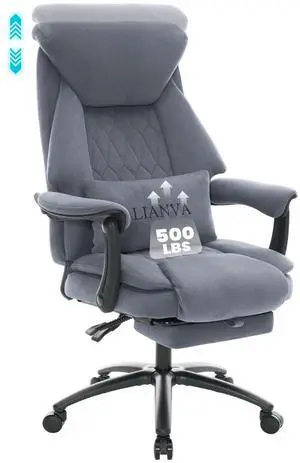 Big and Tall Office Chair, 500LBS Ergonomic Executive Office Chair with Foot Rest, 155° Reclining High Back Gaming Desk Chair with Lumbar Support, Adjustable Headrest & Linked Armrests, Gray Big and Tall Office Chair, 500LBS Ergonomic Executive Office Chair with Foot Rest, 155° Reclining High Back Gaming Desk Chair with Lumbar Support, Adjustable Headrest & Linked Armrests, Gray