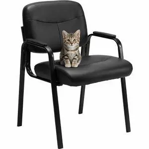 Office Guest Chair, PU Leather Padded Arms, Inky | Waiting rooms, reception areas, conference rooms, clinics, metal frame, no wheels, thick padded seat, home study Office Guest Chair, PU Leather Padded Arms, Inky | Waiting rooms, reception areas, conference rooms, clinics, metal frame, no wheels, thick padded seat, home study