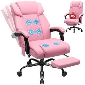 400lbs Massage Office Chair with Foot Rest 6 Points Vibration,Pink | Ergonomic Executive Office Chair Reclining High Back Computer Desk Chairs 400lbs Massage Office Chair with Foot Rest 6 Points Vibration,Pink | Ergonomic Executive Office Chair Reclining High Back Computer Desk Chairs
