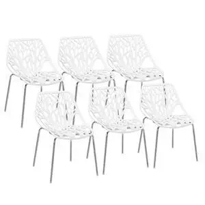 Modern Stackable Dining Chair 6 Pack, Stacking Outdoor Chairs, White | Plastic Birch Sapling Chairs, Plastic Outdoor Patio Decorative Chairs, Multiple Use for Dining Living Room, Easy to Install Modern Stackable Dining Chair 6 Pack, Stacking Outdoor Chairs, White | Plastic Birch Sapling Chairs, Plastic Outdoor Patio Decorative Chairs, Multiple Use for Dining Living Room, Easy to Install