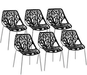 Modern Stackable Dining Chair 6 Pack, Stacking Outdoor Chairs, Black | Plastic Birch Sapling Chairs, Plastic Outdoor Patio Decorative Chairs, Multiple Use for Dining Living Room, Easy to Install Modern Stackable Dining Chair 6 Pack, Stacking Outdoor Chairs, Black | Plastic Birch Sapling Chairs, Plastic Outdoor Patio Decorative Chairs, Multiple Use for Dining Living Room, Easy to Install