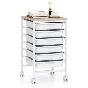 6-Drawer Rolling Storage Cart w/Lockable Wheels(White) | Utility Cart w/ Wood Top, Art Craft Organizer for Home, School, Paper Storage, Craft Room, Classroom, Office & Dorm Supplies 6-Drawer Rolling Storage Cart w/Lockable Wheels(White) | Utility Cart w/ Wood Top, Art Craft Organizer for Home, School, Paper Storage, Craft Room, Classroom, Office & Dorm Supplies