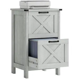 2 Drawer Vertical File Cabinet, Silent Slides, Distressed Light Gray | Rustic Farmhouse, Filing Cabinet, Barn Doors, for A4/Letter Size, Printer Stand with Storage, for Home Office 2 Drawer Vertical File Cabinet, Silent Slides, Distressed Light Gray | Rustic Farmhouse, Filing Cabinet, Barn Doors, for A4/Letter Size, Printer Stand with Storage, for Home Office