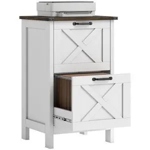 2 Drawer Vertical File Cabinet with Silent Slides, Distressed White | Rustic Farmhouse, Barn Doors, for A4/Letter Size, Printer Stand with Storage, Home Office 2 Drawer Vertical File Cabinet with Silent Slides, Distressed White | Rustic Farmhouse, Barn Doors, for A4/Letter Size, Printer Stand with Storage, Home Office