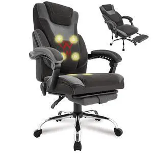 Massage Office Chair with Foot Rest,6-Point Vibration & Heat Reclining Computer Chair,Big and Tall Fabric Office Chair for Heavy People,Ergonomic Executive Desk Chair,Thick Cushion,High Back,BlackGrey Massage Office Chair with Foot Rest,6-Point Vibration & Heat Reclining Computer Chair,Big and Tall Fabric Office Chair for Heavy People,Ergonomic Executive Desk Chair,Thick Cushion,High Back,BlackGrey