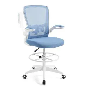 Ergonomic Drafting Chair Tall Office Chair with Flip-Up Armrests Footrest Ring Height Adjustable Executive Task Chair Mesh Computer Standing Desk Chair Lumbar Support for Home Office (Blue) Ergonomic Drafting Chair Tall Office Chair with Flip-Up Armrests Footrest Ring Height Adjustable Executive Task Chair Mesh Computer Standing Desk Chair Lumbar Support for Home Office (Blue)