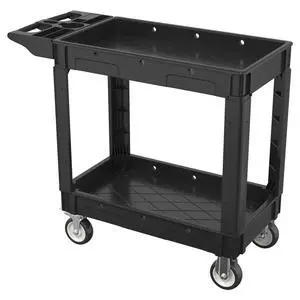 2 Tier Plastic Rolling Cart Utility Cart on Wheels, Heavy Duty Tool Carts with Ergonomic Storage Handle and Deep Shelfs, Work Cart Service Cartss for Garage, Warehouse, Workshop, Office, Cleaning 2 Tier Plastic Rolling Cart Utility Cart on Wheels, Heavy Duty Tool Carts with Ergonomic Storage Handle and Deep Shelfs, Work Cart Service Cartss for Garage, Warehouse, Workshop, Office, Cleaning