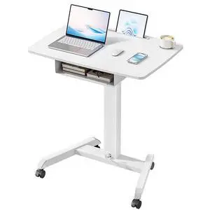 31.5' Mobile Desk Workstation with Drawer and Foot Pedal, White | Gas Spring, Height Adjsutable up to 44.3', A Comfortable Lifting Experience, Hold 33 Lbs, with Wheels, for Home, Classroom 31.5' Mobile Desk Workstation with Drawer and Foot Pedal, White | Gas Spring, Height Adjsutable up to 44.3', A Comfortable Lifting Experience, Hold 33 Lbs, with Wheels, for Home, Classroom
