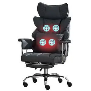 500 Lbs Kneading Massage Office Chair with Foot Rest Reclining Black | Ergonomic Computer Chair, High Back Thick Cushion, Big & Tall, Comfy Leather, Heavy Duty Home Executive 500 Lbs Kneading Massage Office Chair with Foot Rest Reclining Black | Ergonomic Computer Chair, High Back Thick Cushion, Big & Tall, Comfy Leather, Heavy Duty Home Executive