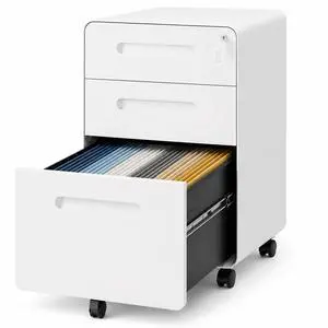 3 Drawer File Cabinet with Lock, Rolling Under Desk Storage, White | 23"H x 18"D x 16"W, Fully Assembled Metal Filing Cabinet Printer Stand, Arc Angle, Fit Legal/Letter/A4, For Home Office 3 Drawer File Cabinet with Lock, Rolling Under Desk Storage, White | 23"H x 18"D x 16"W, Fully Assembled Metal Filing Cabinet Printer Stand, Arc Angle, Fit Legal/Letter/A4, For Home Office