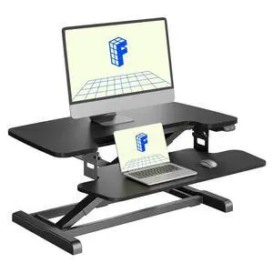 32" Electric Standing Desk Converter, Motorized Sit to Stand Desk Riser, Height Adjustable Desktop Monitor and Laptop Workstation with Wide Keyboard Tray, Black 32" Electric Standing Desk Converter, Motorized Sit to Stand Desk Riser, Height Adjustable Desktop Monitor and Laptop Workstation with Wide Keyboard Tray, Black