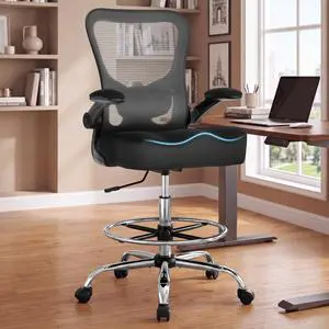 500LBS Ergonomic Drafting Chair Tall Office Chair for Counter Height or Standing Desk, Executive High Office Chairs with W-Shaped Thick Seat Cushion, Footrest Ring & Breathable Fabric, Black 500LBS Ergonomic Drafting Chair Tall Office Chair for Counter Height or Standing Desk, Executive High Office Chairs with W-Shaped Thick Seat Cushion, Footrest Ring & Breathable Fabric, Black