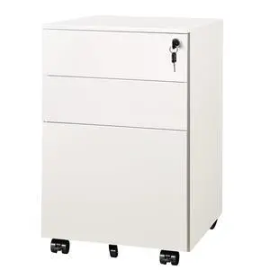 3 Drawer File Cabinet with Lock, Fully Assembled Except Casters | Under Desk Metal Filing Cabinet with Wheels for Home Office, Fits Letter/Legal/A4 Size, White 3 Drawer File Cabinet with Lock, Fully Assembled Except Casters | Under Desk Metal Filing Cabinet with Wheels for Home Office, Fits Letter/Legal/A4 Size, White