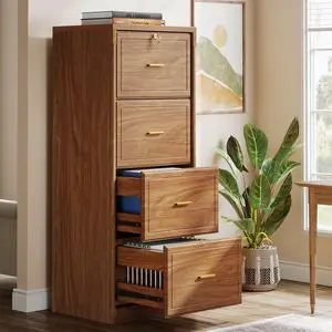 4 Drawer File Cabinet with Lock, Filing Cabinets for Home Office | Vertical Wooden File Cabinet with Key, Modern Style, Tall Office Storage Cabinet for Legal Size/Letter/A4/Files, Dark Brown 4 Drawer File Cabinet with Lock, Filing Cabinets for Home Office | Vertical Wooden File Cabinet with Key, Modern Style, Tall Office Storage Cabinet for Legal Size/Letter/A4/Files, Dark Brown