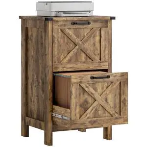 2 Drawer Vertical File Cabinet, Silent Slides, Rustic Brown | Rustic Farmhouse, Filing Cabinet, Barn Doors, for A4/Letter Size, Printer Stand with Storage, for Home Office 2 Drawer Vertical File Cabinet, Silent Slides, Rustic Brown | Rustic Farmhouse, Filing Cabinet, Barn Doors, for A4/Letter Size, Printer Stand with Storage, for Home Office