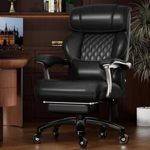 Executive Big and Tall Office Chair with 7.83Hz Schumann Resonance Sleep Aid & Heating Stress Relief Heavy Duty Metal Base Desk Chair, Silent Rubber Wheels, Thick and wide Cushion, (Full Black) Executive Big and Tall Office Chair with 7.83Hz Schumann Resonance Sleep Aid & Heating Stress Relief Heavy Duty Metal Base Desk Chair, Silent Rubber Wheels, Thick and wide Cushion, (Full Black)