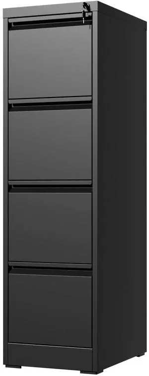 4 Drawer File Cabinet with Lock, Vertical Filing Cabinets for Home Office, Locking File Cabinet Hanging Files for A4/ Legal/Letter, Require Assembly, Black 4 Drawer File Cabinet with Lock, Vertical Filing Cabinets for Home Office, Locking File Cabinet Hanging Files for A4/ Legal/Letter, Require Assembly, Black