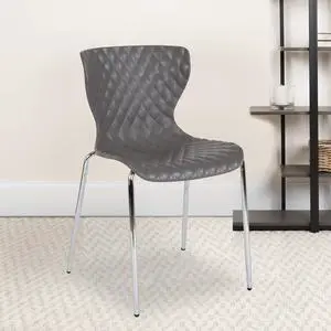 Contemporary Design Gray Plastic Stack Chair | Contemporary, Contoured Back and Seat, Waterfall Seat Contemporary Design Gray Plastic Stack Chair | Contemporary, Contoured Back and Seat, Waterfall Seat